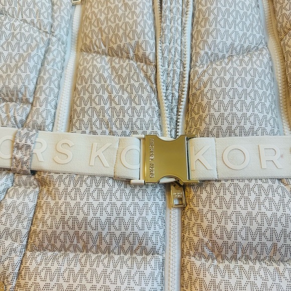 Michael Kors Monogrammed Puffer Jacket with Fur Hood - Picture 7 of 13